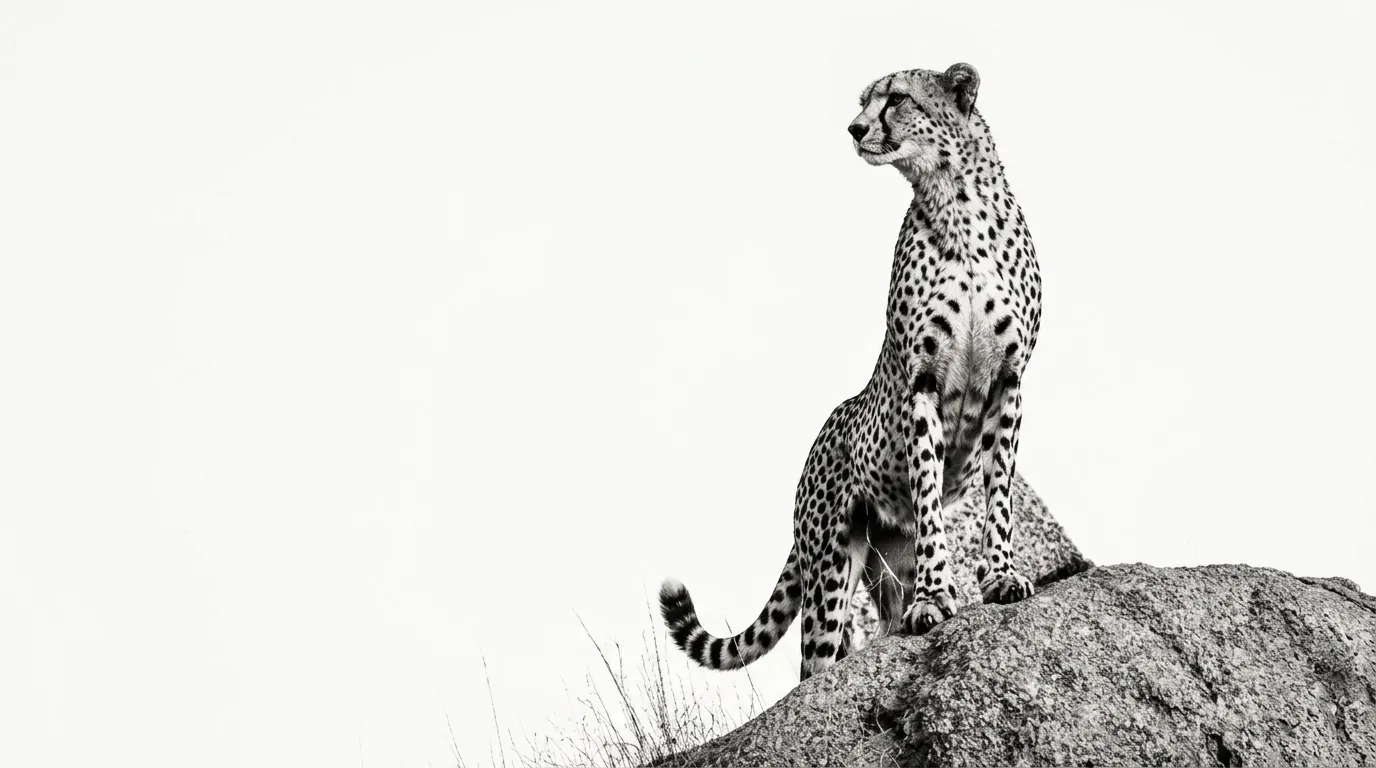 Cheetah resting on a rock in the wild